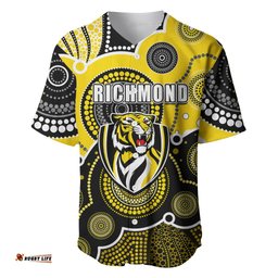 Custom Personalised And Number Yellow AFL Baseball Jersey Shirt Aboriginal Patterns 03