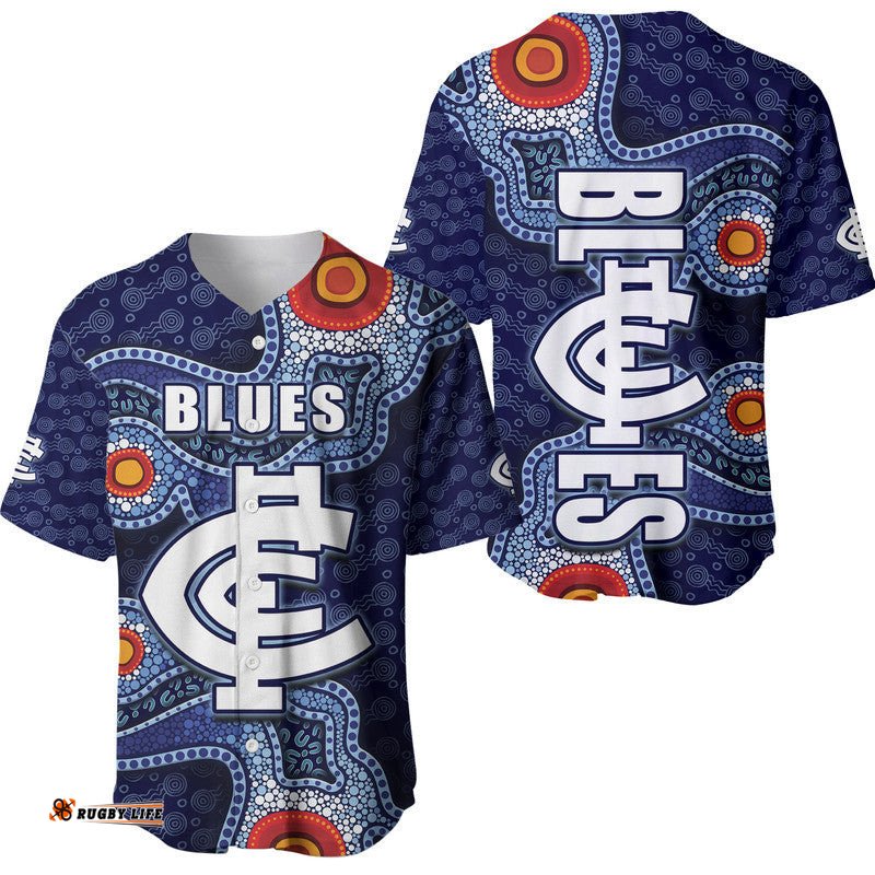 Carlton Blues Indigenous Aboriginal Style Baseball Jersey Shirt