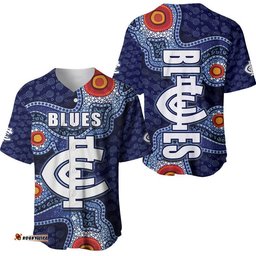 Carlton Blues Indigenous Aboriginal Style Baseball Jersey Shirt