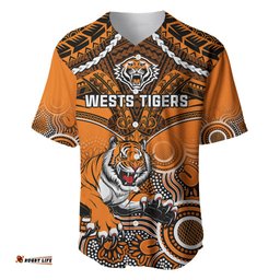 Personalised Tigers Rugby Baseball Jersey Shirt Aboriginal Mix Polynesian Pattern