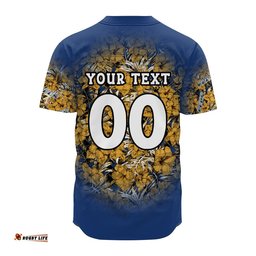 Parramatta Eels Baseball Jersey Shirt Polynesian Hibiscus Tropical Vintage NRL