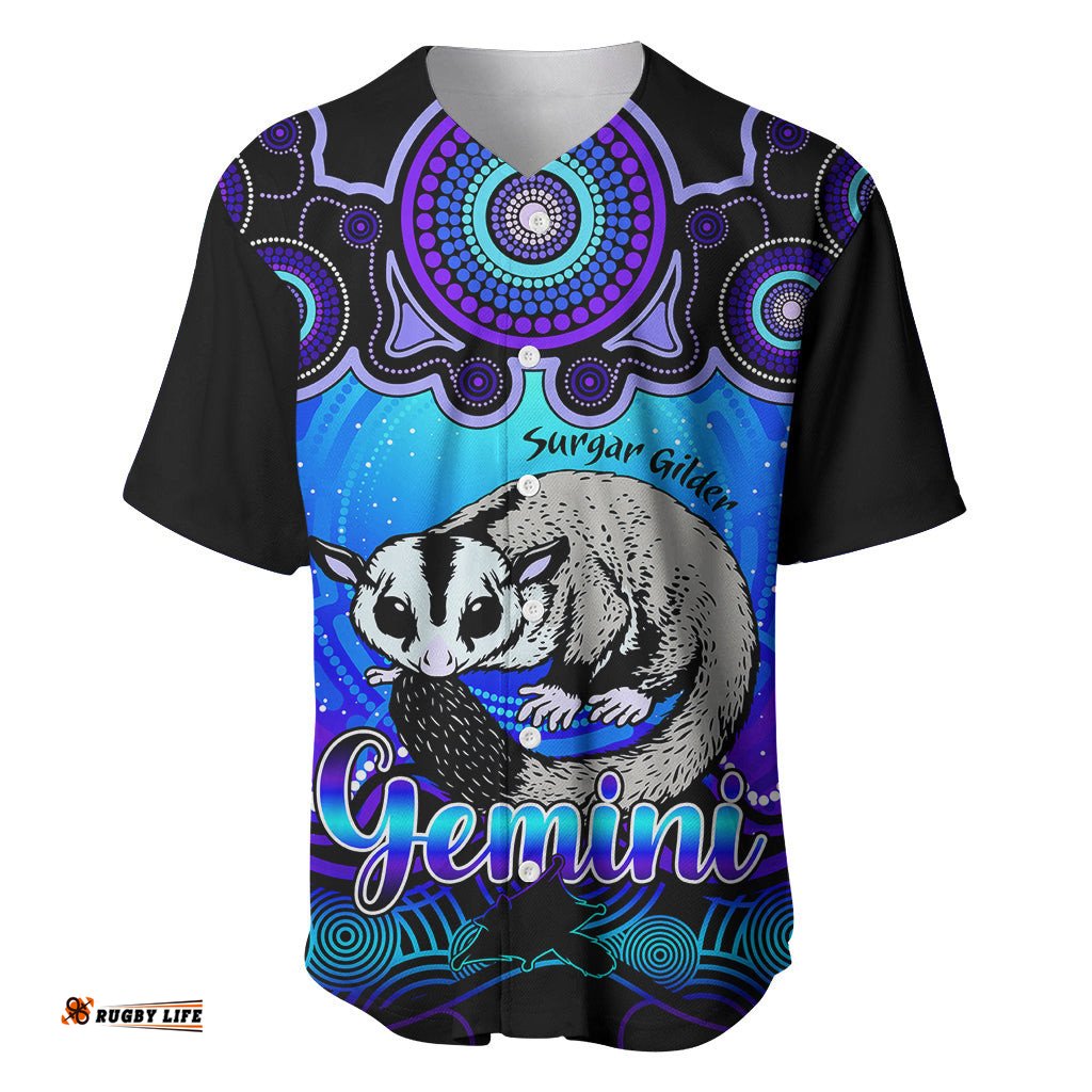 Personalised Australia Gemini Sugar Gilder Zodiac Baseball Jersey Shirt Auz Astrology Aboriginal Blue