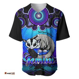 Personalised Australia Gemini Sugar Gilder Zodiac Baseball Jersey Shirt Auz Astrology Aboriginal Blue