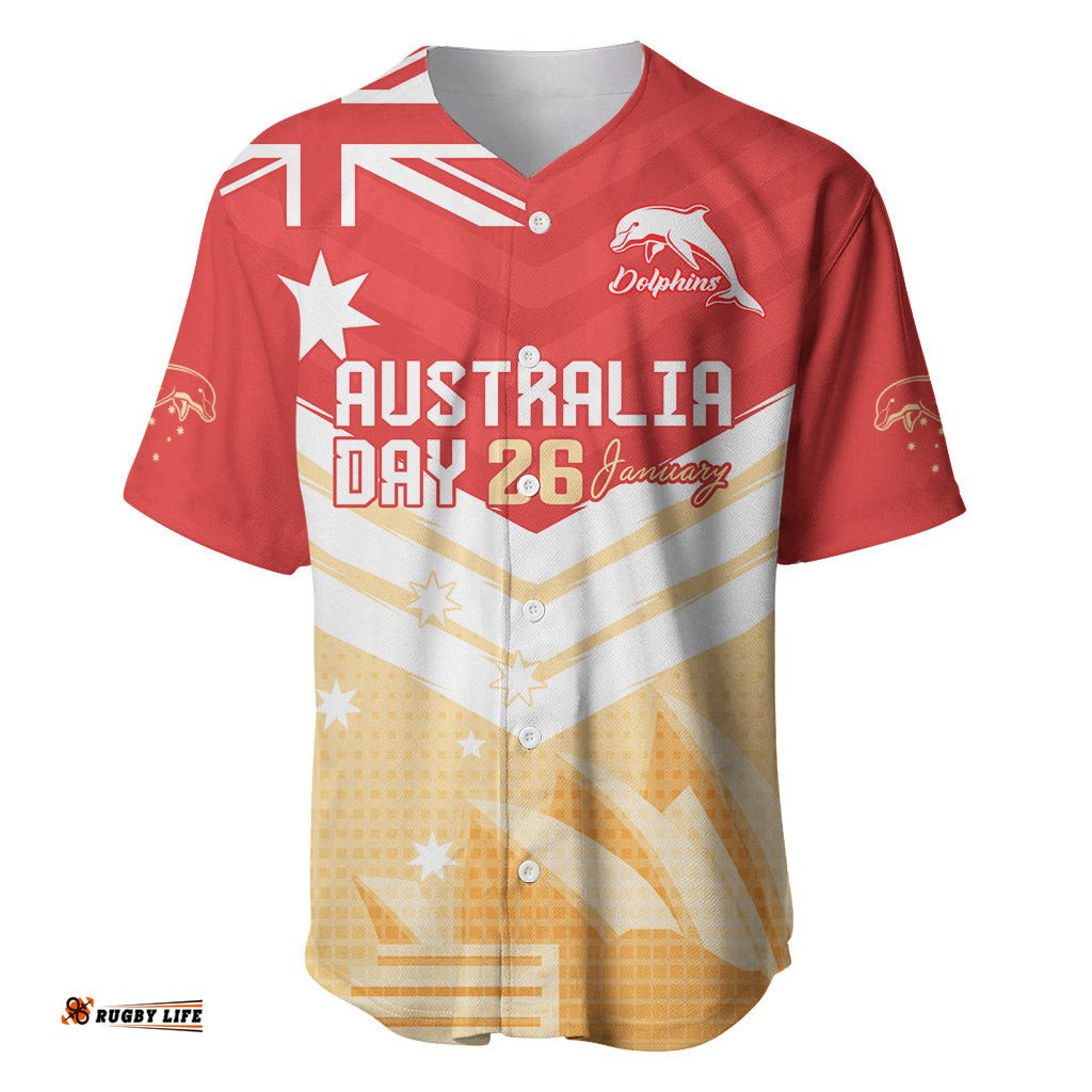 NRL Dolphins Australia Day Custom Baseball Jersey Shirt Sydney Opera House Style