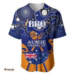 Personalised Australia Barbecue Baseball Jersey Shirt Aussie Lovers BBQ Indigenous Version