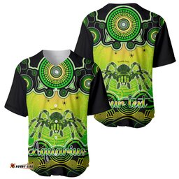 Personalised Australia Scorpio Tarantulas Spider Zodiac Baseball Jersey Shirt Auz Astrology Aboriginal Green