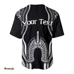 Custom Personalised Torres Strait Islands Baseball Jersey Shirt The Dhari Mix Aboriginal Turtle Version Black