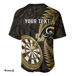 Personalised New Zealand Darts Baseball Jersey Shirt Happiness Is A Tight Threesome Maori Gold