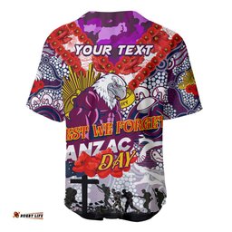 Personalised Eagles ANZAC Day Baseball Jersey Shirt Aboriginal Rising Sun