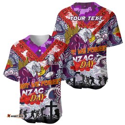 Personalised Eagles ANZAC Day Baseball Jersey Shirt Aboriginal Rising Sun