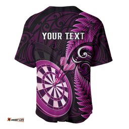 Personalised New Zealand Darts Baseball Jersey Shirt Happiness Is A Tight Threesome Maori Pink