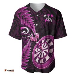 Personalised New Zealand Darts Baseball Jersey Shirt Happiness Is A Tight Threesome Maori Pink