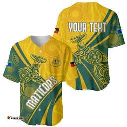 Personalised Australia Soccer Matildas Indigenous Baseball Jersey Shirt World Cup