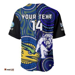 Personalised Bulldogs Mix Parramatta Eels Rugby Baseball Jersey Shirt Aboriginal Version