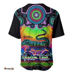 Personalised Australia Capricorn Goanna Zodiac Baseball Jersey Shirt Auz Astrology Aboriginal Rainbow