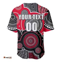 Custom Personalised And Number Bombers AFL Baseball Jersey Shirt Aboriginal Patterns 08