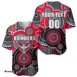 Custom Personalised And Number Bombers AFL Baseball Jersey Shirt Aboriginal Patterns 08