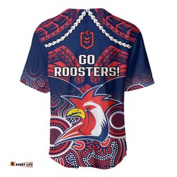 Roosters Rugby Baseball Jersey Shirt Tricolours 1908 Aboriginal Mix Polynesian Pattern