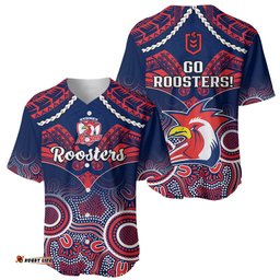 Roosters Rugby Baseball Jersey Shirt Tricolours 1908 Aboriginal Mix Polynesian Pattern