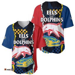 NRL Combine Dolphins and Parra Eels Baseball Jersey Shirt Simple Style