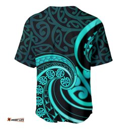 Turquoise New Zealand Mangopare Baseball Jersey Shirt Aotearoa Maori Koru Style