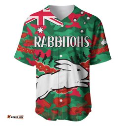 Rabbitohs Rugby ANZAC Baseball Jersey Shirt Lest We Forget