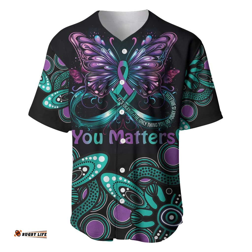 Personalised Hope Fight Suicide Prevention Awareness Baseball Jersey Shirt Aboriginal Motif