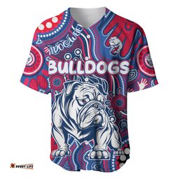 Personalised NAIDOC Week 2024 Western Bulldogs Baseball Jersey Shirt Australian Aboriginal Hand Painting