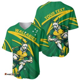 Personalized Australia Rugby Champion Baseball Jersey Shirt Wallabies Mascot with Sporty Style