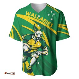 Personalized Australia Rugby Champion Baseball Jersey Shirt Wallabies Mascot with Sporty Style