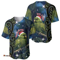 New Zealand Christmas Baseball Jersey Shirt Cute Kakapo Meri Kirihimete Maori Koru