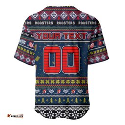 Personalized Roosters Rugby Xmas Baseball Jersey Shirt Australia NRL Mascot
