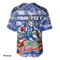Custom Kangaroos Football Merry Christmas Baseball Jersey Shirt Indigenous Australian Art