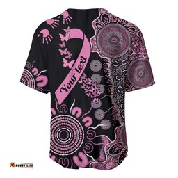 Personalised Aboriginal Ribbons Baseball Jersey Shirt Beautiful Butterflies Breast Cancer Awareness