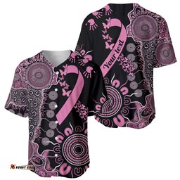 Personalised Aboriginal Ribbons Baseball Jersey Shirt Beautiful Butterflies Breast Cancer Awareness