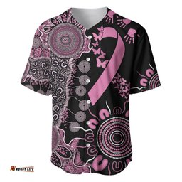 Personalised Aboriginal Ribbons Baseball Jersey Shirt Beautiful Butterflies Breast Cancer Awareness
