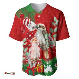 Personalised Kookaburra Lover Baseball Jersey Shirt Australia Merry Christmas Aboriginal Red Style