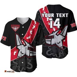 Custom Text And Number Essendon Football Baseball Jersey Shirt Go Bombers 1872 Aboriginal Art