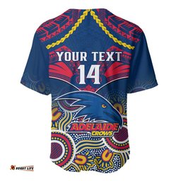 Personalised Adelaide Crows Football Baseball Jersey Shirt Aboriginal Mix Polynesian Pattern