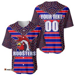 NRL Rooster Baseball Jersey Shirt Mix Dot Aboriginal