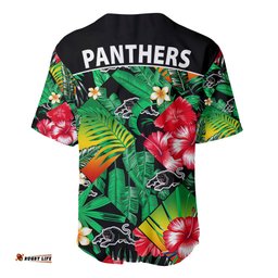 Panthers Rugby Baseball Jersey Shirt Fashion Tropical Jungle Flowers