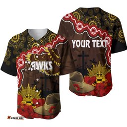 Hawks Football ANZAC Baseball Jersey Shirt Aboriginal Mix Slouch Hat 09