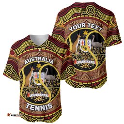 Personalised Australia Tennis Baseball Jersey Shirt Aussie Indigenous Art
