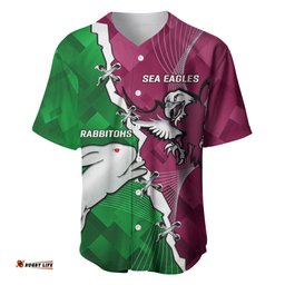 Personalised Rabbitohs And Eagles Rugby Baseball Jersey Shirt NRL 2024 Dynamic Together