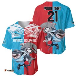 Custom Dolphins and Shark Baseball Jersey Shirt Together Sporty Style