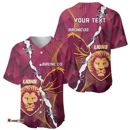 Personalised Lions Football And Broncos Rugby Baseball Jersey Shirt Sporty Version