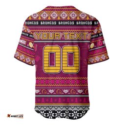 Personalized Broncos Rugby Xmas Baseball Jersey Shirt Australia NRL Mascot