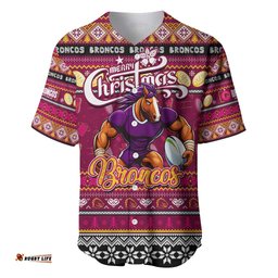 Personalized Broncos Rugby Xmas Baseball Jersey Shirt Australia NRL Mascot