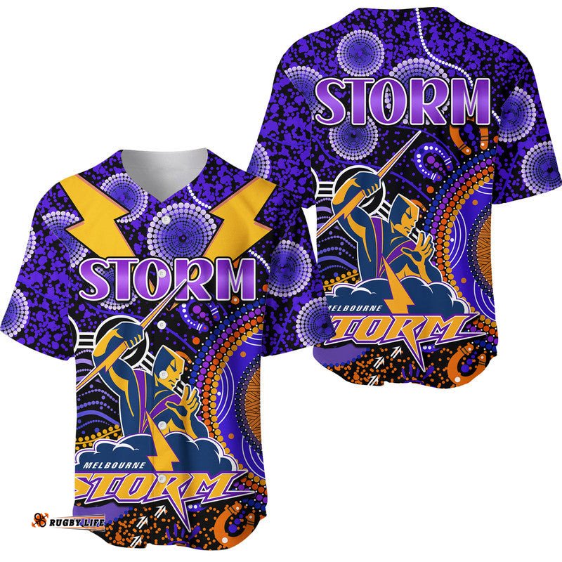Custom Personalised Storm Rugby Baseball Jersey Shirt Aboriginal Dots