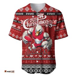 Personalized Swans Football Xmas Baseball Jersey Shirt Australia AFL Mascot